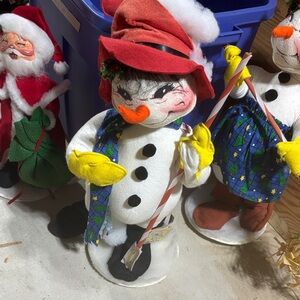 Charming Snowman Plush with Red Hat and Yellow Mittens
